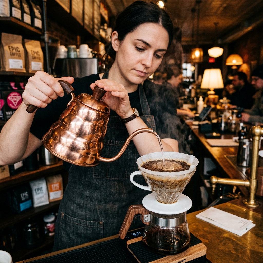 V60 coffee drip barista pull